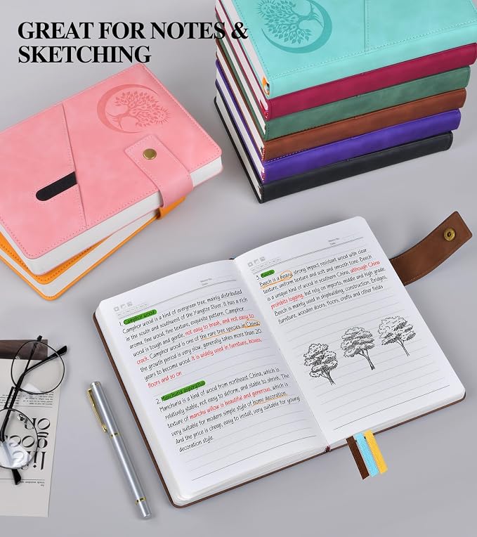 PAIBAS Lined Journal Notebook for Men, A5 Leather Journals for Writing Women, Hardcover Notebooks for Work,School,Note Taking,Travel,Business,Personal daily Diary,200 Page College Ruled (5.9" x 8.4")