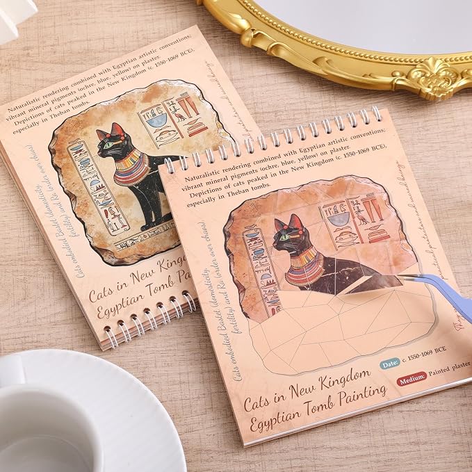 10 World Cultural Antiquities Puzzle Sticker Book, Artifact Restoration Theme Vintage Egypt Crown Mask Pattern, Leisure Relaxation Entertainment Stickers Book for Women Men Adults Teens Antique Lover