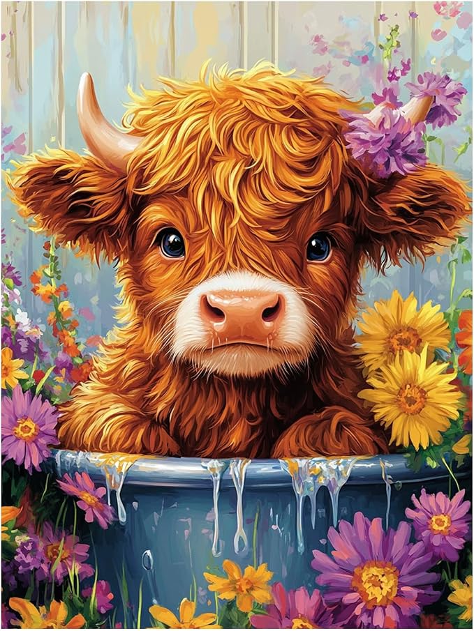 Highland Cow Paint by Numbers Kit for Adults, 16x20 inch | DIY Painting Kits Crafts for Adults, Relieve Stress, Gift, Home Wall Decor