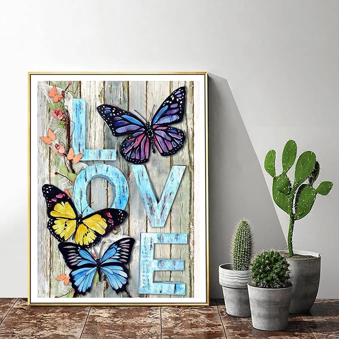 ijbnhd Butterfly Diamond Art Kits for Adults Love 12X16 inch