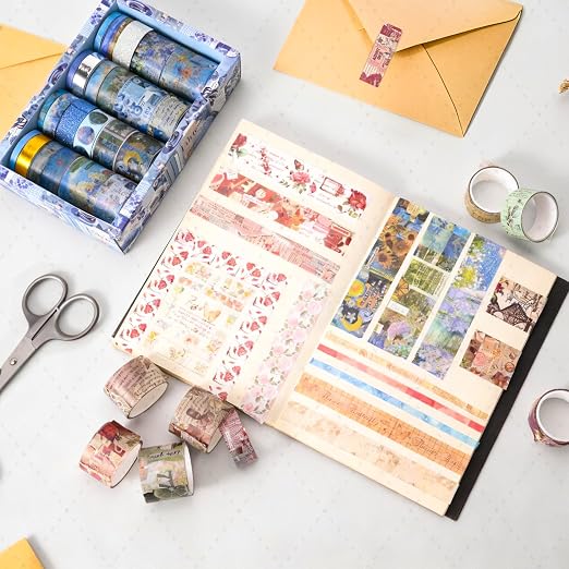 24 Rolls Flower Decorative Washi Tape Set(Romantic Eternal Series) | Adhesive Wahi Tape For DIY Art Crafts,Planners, Bullet Journaling,Gift Wrapping,Scrapbooking and Junk Journal Supplies