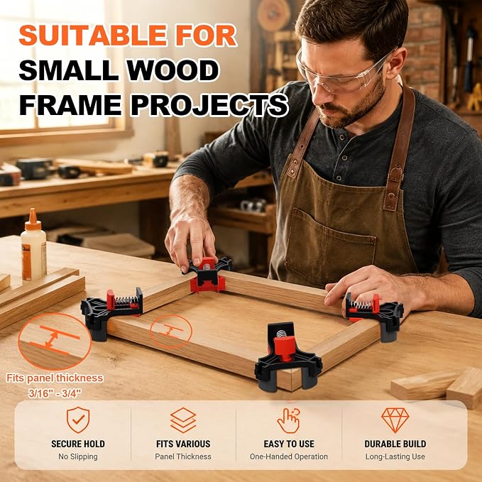 WETOLS 90 Degree Corner Clamp Set, 4 Pcs Adjustable Clamps for Woodworking