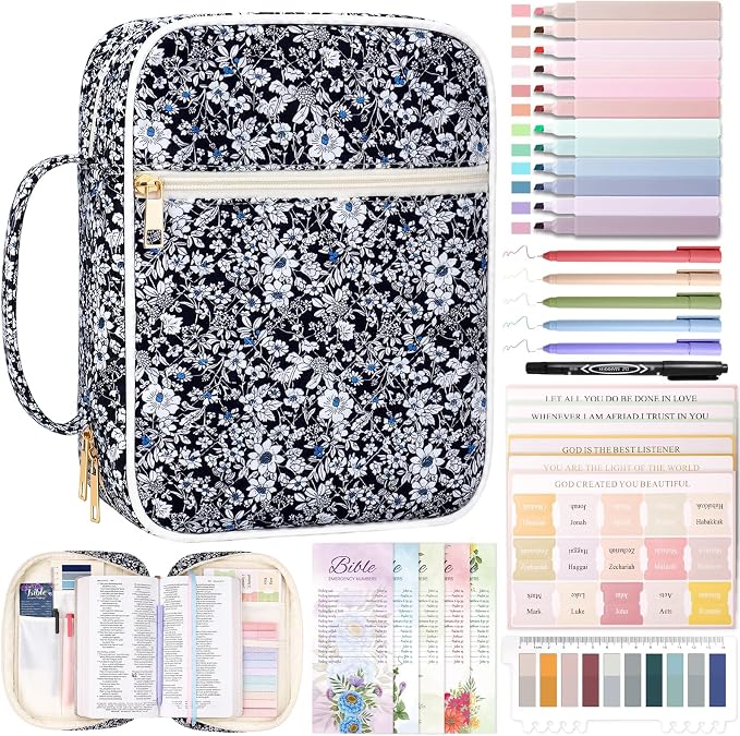XKDOUS Bible Cover Case for Women Bible Bag Journaling Kit w/Study Supplies