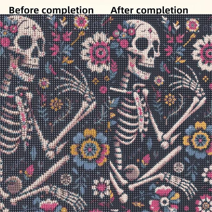 5D Flower Diamond Painting Kits for Adults, Floral Skull Diamond Art Kits