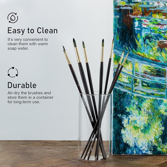 Falling in Art 9 PCS Long Handle Round Paint Brushes Set