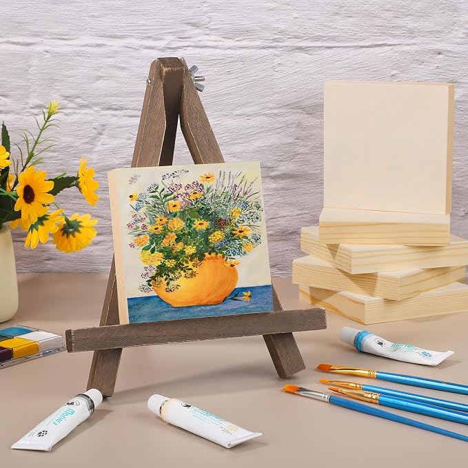 Aodaer 8 Pack Wood Panels 5 x 5 Inch Wooden Panels Canvas Unfinished Craft Wood Boards Panels for Art Crafts, Acrylic and Oil Painting, Pouring, DIY Projects
