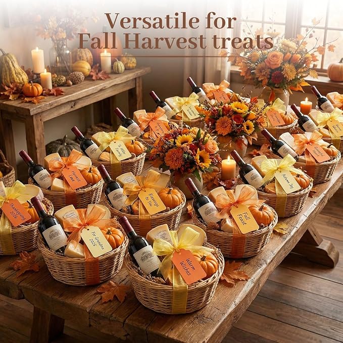SallyFashion 100PCS Yellow Orange Gift Tags with Organza Ribbons | Four Gradient Colors and Three Matching Ribbon Rolls Suit Fall Gifts and Themed Parties