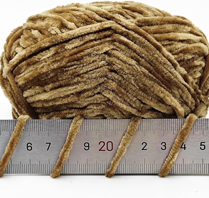 NICEEC 2 Skeins Soft Chenille Yarn 2 x255m (2X 279yds, 3X 150g)_Dark Brown