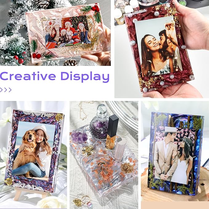 HeyClear 34oz Epoxy Resin Picture Frame Silicone Mold Kit -DIY Photo Gifts | Crystal Clear,Hard Epoxy Resin Supplies, Accessories Silicone Resin Mold Set for Beginners Crafting Art, Flowers, Decorations