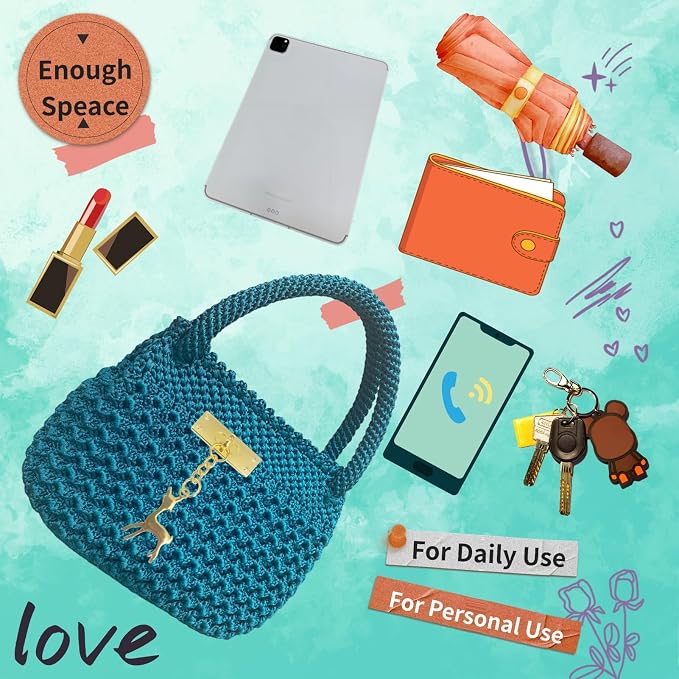 SHENJILL Phoenix Tail Bag Crochet Kit for Beginners Hand Bag Crochet Kit with Step-by-Step Videos and Written Instruction Crocheting Kits for Adults Easy Starter Yarn for Crocheting (Peacock Green)