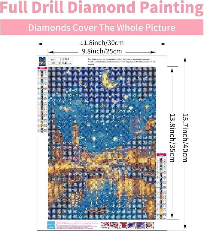 GEEHEIY Diamond Art Kits for Adults, 5D Starry Night Diamond Painting Kit