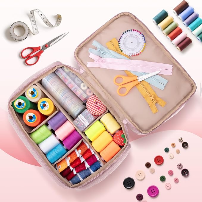 Marscamd Sewing Organizer Bag with Detachable Dividers, Pink (Bag Only)