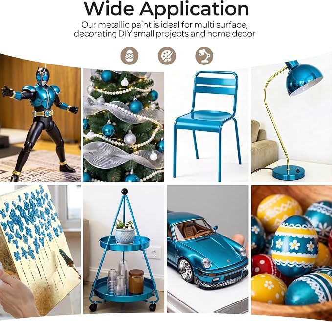 Nicpro Metallic Turquoise Acrylic Paint, 8.45oz/250ml Blue Craft Paint | Large, Non Toxic, Non Fading for Metal Wood Clay Fabric Canvas, Ceramic, Furniture, Handcrafts