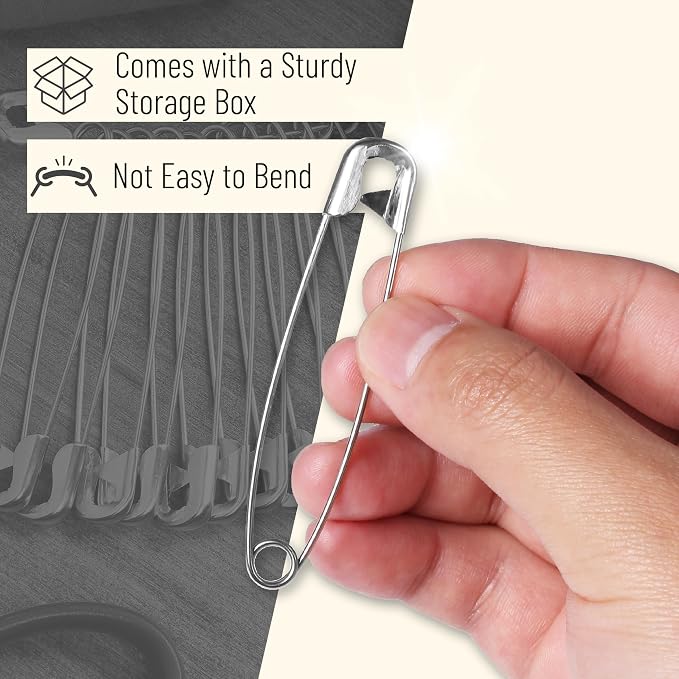 Mr. Pen- Large Safety Pins, 3.3 Inch, 50 Pack, Silver