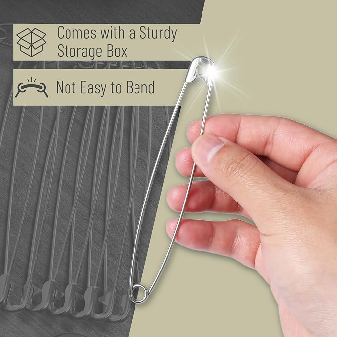 Mr. Pen- Extra Large Safety Pins, 5 Inch, 5 Pack, Silver
