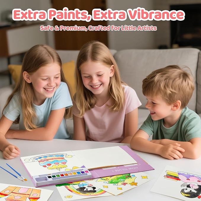 Paint with Water Coloring Books for Toddlers - Watercolor Painting Book Sets for Kids Ages 3-5 4-8, 24 Pages Total DIY Arts & Crafts Drawing Activities Books Toy Birthday Gift for Boys Girls (Unicorn)