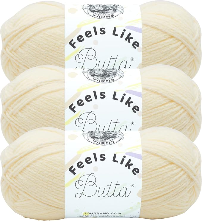 Lion Brand Yarn Feels Like Butta Yarn, Velvety-Soft Yarn for Crocheting and Knitting, 3 Pack, Lemon | Buttery Soft Machine Washable Worsted Weight Knit Fiber for Cuddly Baby Blankets, Warm Sweaters, Smooth Amigurumis