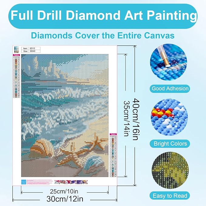 Diamond Art Kits for Adults Beach Diamond Painting for Adults 12x16inch