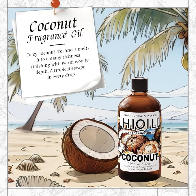 HIQILI Coconut Fragrance Oil for Soap, Candle Making & Diffuser