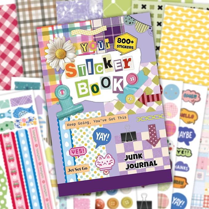 PRSTINCOL Vintage Sticker Book 42 Pages 800 Plus Stickers Mixed Designs