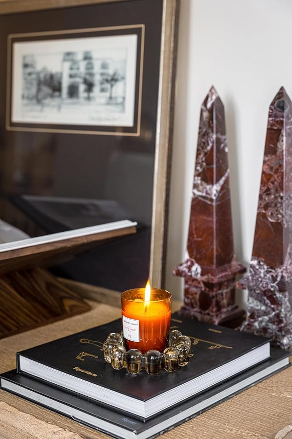 Alice Lane Home Collection Original Amber Glass Large Bubble Candle Dish | Votive and Candle Plate, Pillar Holder, Diffuser Base, Wax Catcher, Decorative Tray, Jewelry Catchall, Tablescape Accent
