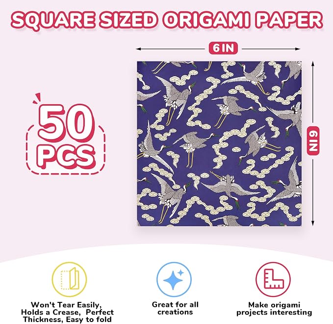 JoyCat Ethnic Patterned Origami Paper, 50 Double-Sided Sheets, 6x6 Inch | Double-sided traditional cultural patterns add global color and detail to origami, scrapbooking, cards and decorative crafts.