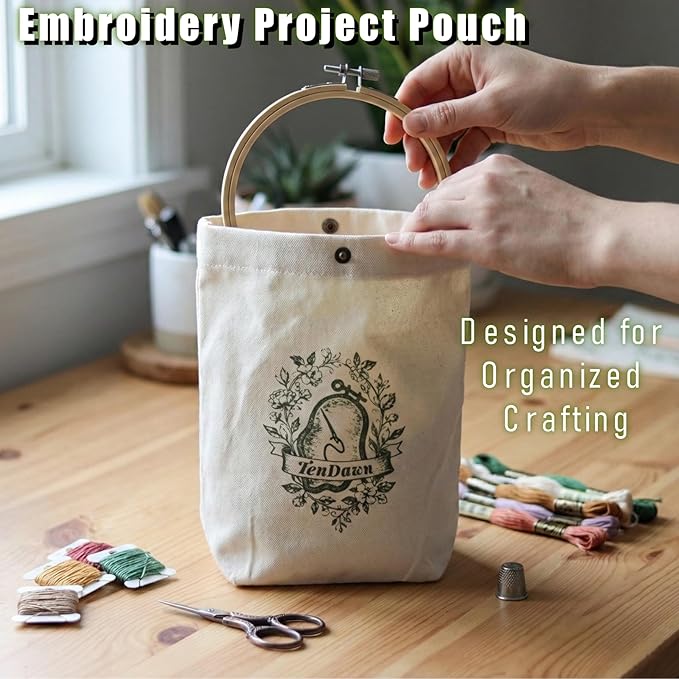 TenDawn Embroidery Stitch Book Kit for Beginners, 32 Essential Stitches | Structured Learning Order for Adults, DIY Sewing Kit with Floral Motifs, Practice Patterns