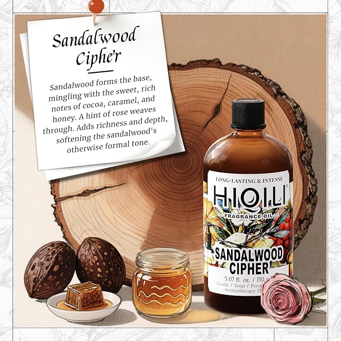 HIQILI Sandalwood Cipher Fragrance Oil for Diffuser,Candle & Soap Craft