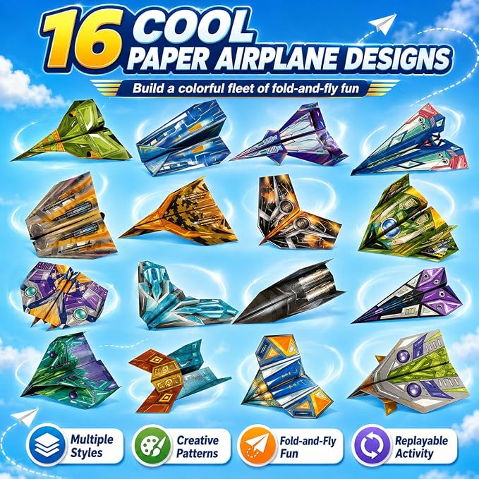 Xuoent Paper Airplane Kit, Origami Kit for Kids, World Classic Paper Planes