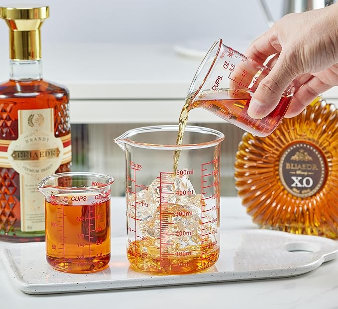 Ackers BORO3.3 Glass Measuring Cup, V-Shaped Spout, 150 mL / 5 oz, Single