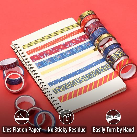 Mr. Pen- Washi Tape Set, 15 Rolls, Assorted Sizes, Metallic Foil | 5 Yards/Roll, Washi Tape for Scrapbook, Arts, Crafts, Journals and Planners, Gilded Grandeur