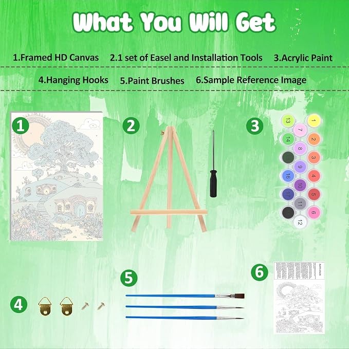 MAXBYE Framed Paint By Numbers Kits for Adults with Wooden Easel, DIY New Zealand House Adult Paint by Number Kits, Oil Acrylic Paintings Kit for Beginners Gift Home Wall Garden Decor 10×14 Inch