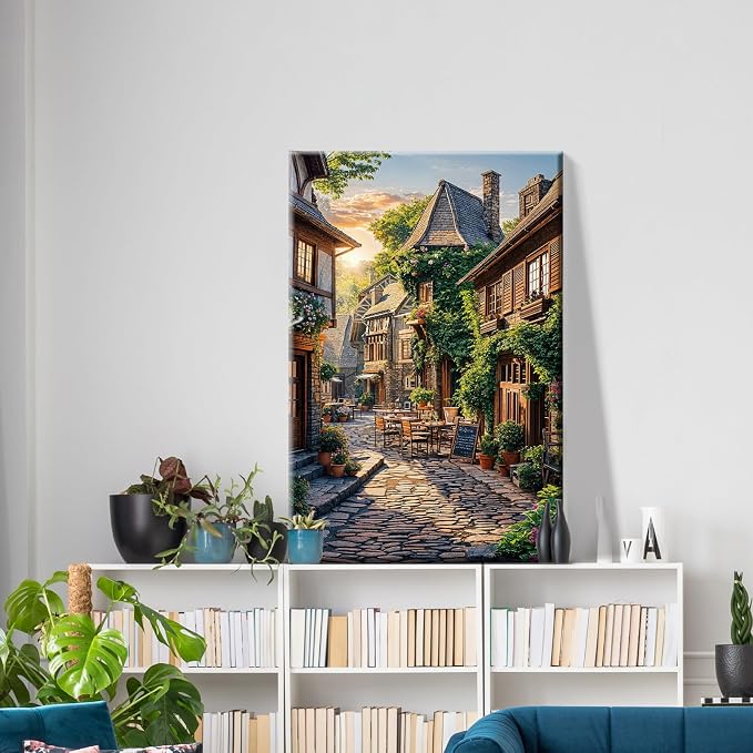 ATDMS City Street Scene Paint by Numbers Kit for Adults with Frame