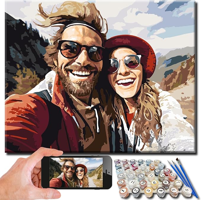 Kidstique Customize Your Personalized DIY Paint-by-Numbers kit Using a Photo of Your Choice. Great Gift idea for Valentine's Day, Mother's Day, Father's Day 45 x 45