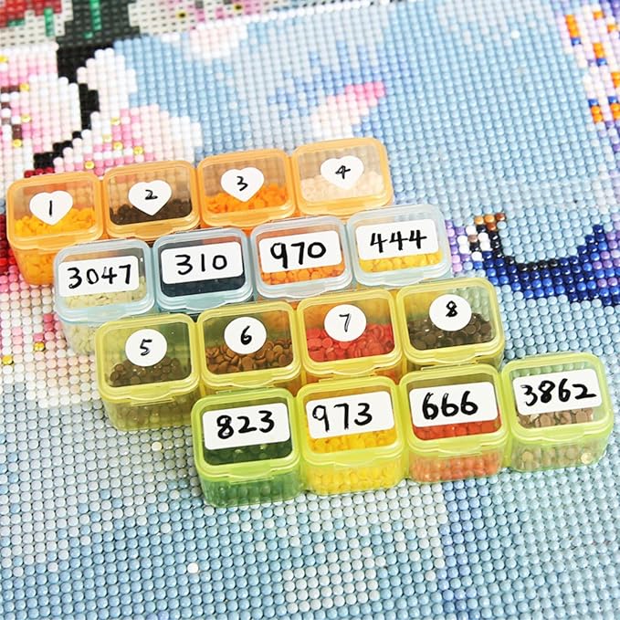 3000 Pieces Diamond Painting Storage Containers White Labels, Diamond Painting Bead Kits for Name Number, Self-Adhesiven Blank Writable Small Art Stickers for Office DIY (Round)