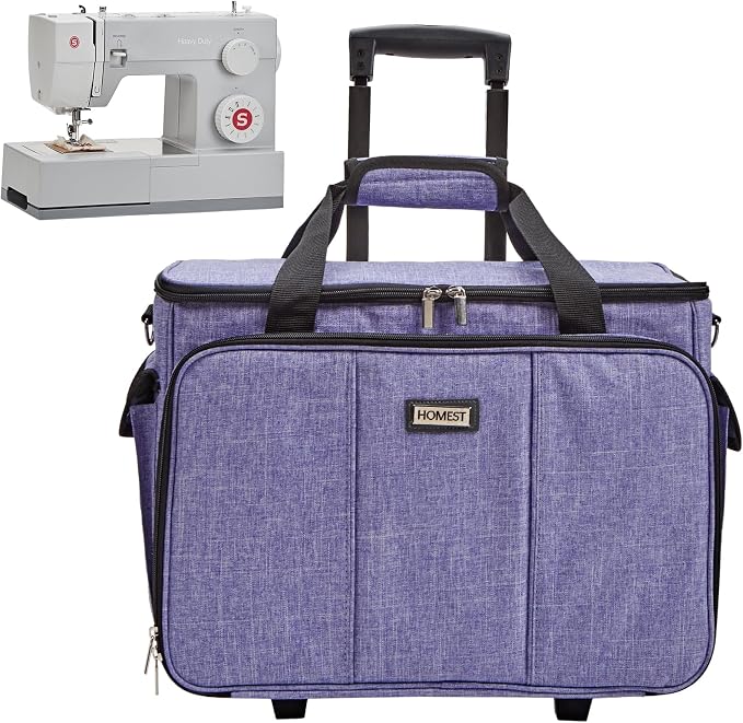 HOMEST Deluxe Sewing Machine Case with Wheels, Rolling Trolley Tote