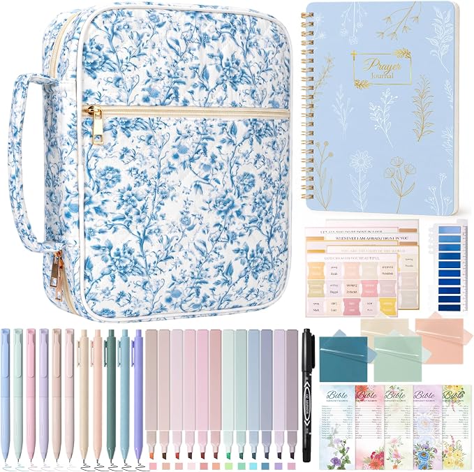 XKDOUS Bible Cover Case for Women Bible Bag Journaling Kit w/Study Supplies