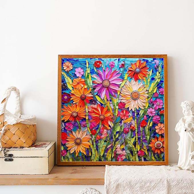 Mandun Flowers Diamond Painting Kits for Adults, Diamond Art Kits, 14x14 in
