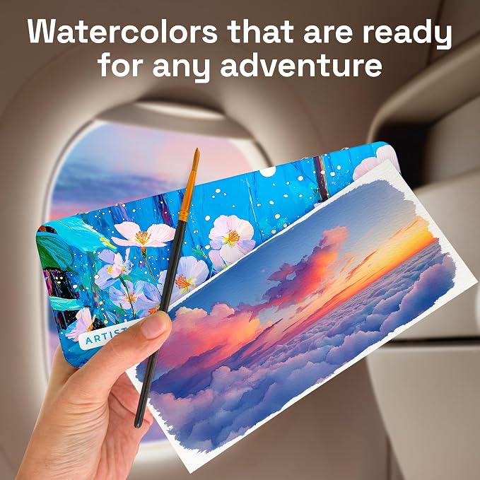 ARTISTRO Watercolor Paint Set with Palette & Brush Pens - 100 Colors | Portable Paint Art Kit, Travel Water Color Set, For Adults, Professionals, & Kids, Art & Painting Supplies, Gift Idea