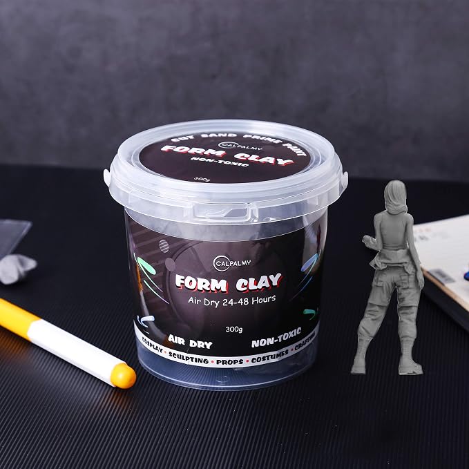 CALPALMY Moldable Foam Clay (Gray) - 300g High Density Air Dry Clay Perfect for Intricate Designs, Sculpting, Cosplay, Crafting, Prop Making - Cutting with Knife or Rotary Tool, Sanding or Shaping