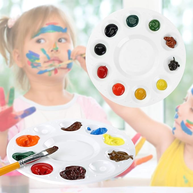 Mr. Pen- Round Paint Tray Palettes, 4 Pack | Plastic White Palettes for Students, Kids, Paint Holder, DIY Craft Class, Painting