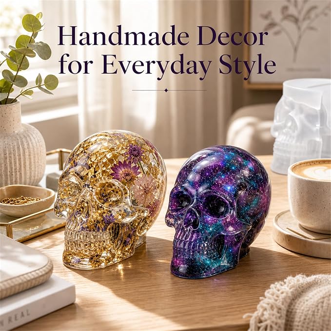 3pcs 3D Skull Resin Molds,Skull Molds for Epoxy Resin Casting- Candle Wax
