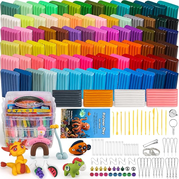 Ixiaoyoo 88 Colors Polymer Clay, Oven Bake DIY Modeling Clay for Kids | Easy to Shape, Non-Sticky, Model Clay Toys with Sculpting Tools, Art Supply for School Project, Home Decor, Gift for Artists