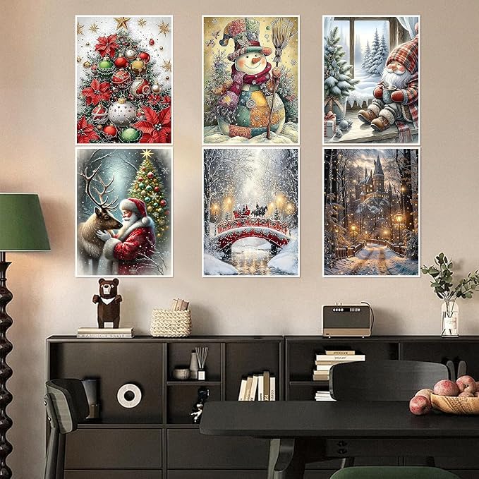 6 Pack Christmas Diamond Art Kits for Adults Christmas Diamond Painting Kit