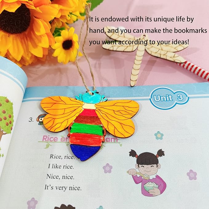 48PCS Unfinished Wood Insect Butterfly Cutouts with Sling Hole