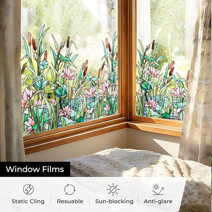 ADD.HERES Stained Glass Window Film, Window Film Decorative, 17.5 x 39.37in