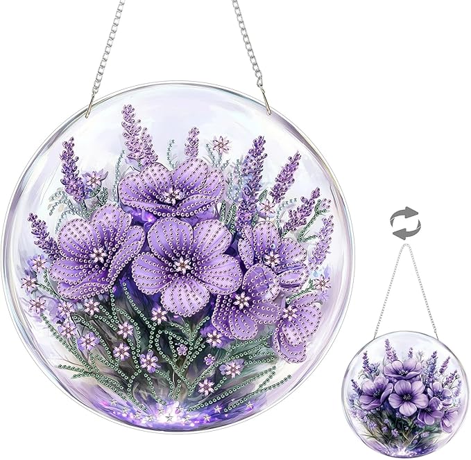 RYMILIE Hanging Diamond Art Kits for Adults Flowers 8x8inch