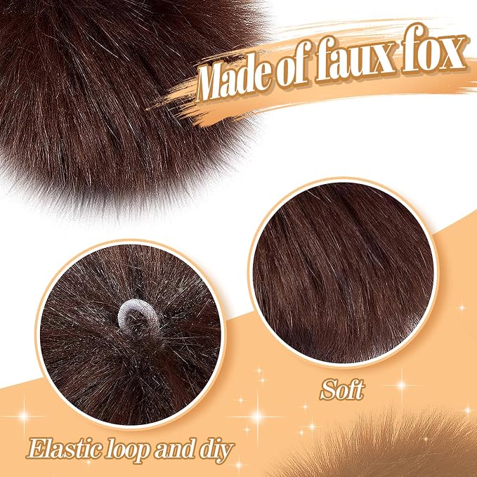 36 Pcs Faux Fur Pom Poms for Hats - 4.5 Inch Soft Pom Pom Fluffy Balls with Elastic Loop for Crafts, Removable Knitting Accessories for Shoes Gloves Bags Scarves Keychain (18 Colors)