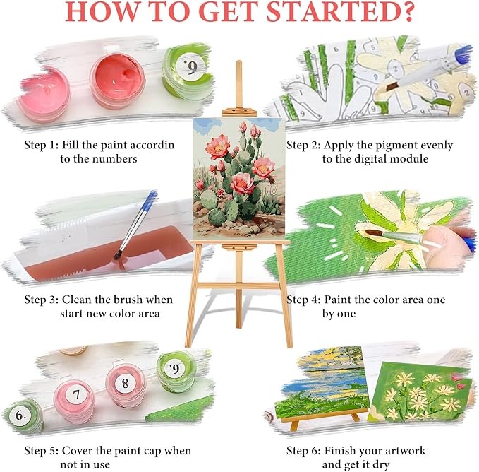 Paint by Numbers Kit for Adults Beginner, Desert Cactus Flowers,16x20 Inch