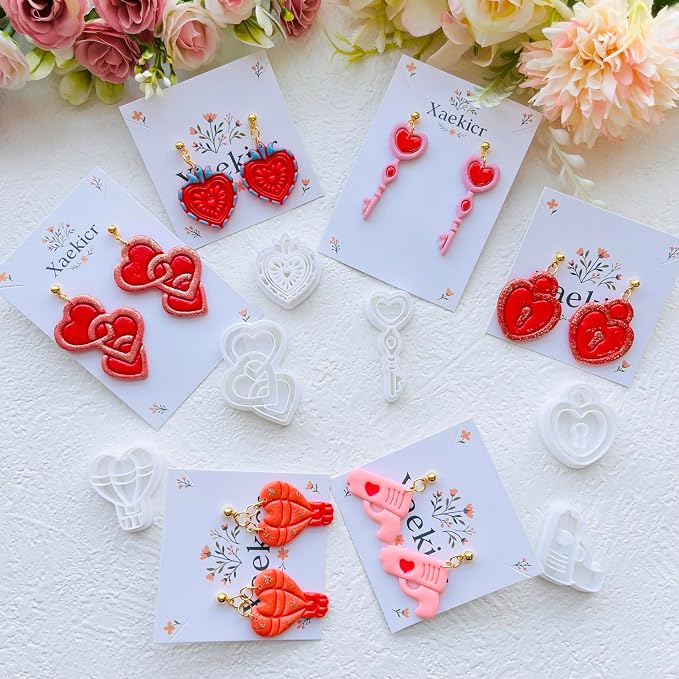 Heart Theme Polymer Clay Cutters Set – Molds and Clay Cutters for Polymer Clay, Decorative Clay Earring, Clay Tools
